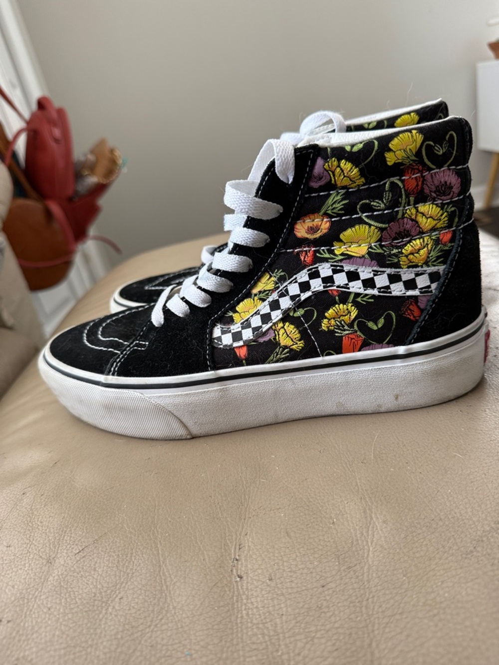 Vans Sk8-Hi Floral Checkerboard High-Top Sneakers - Black/Multicolor